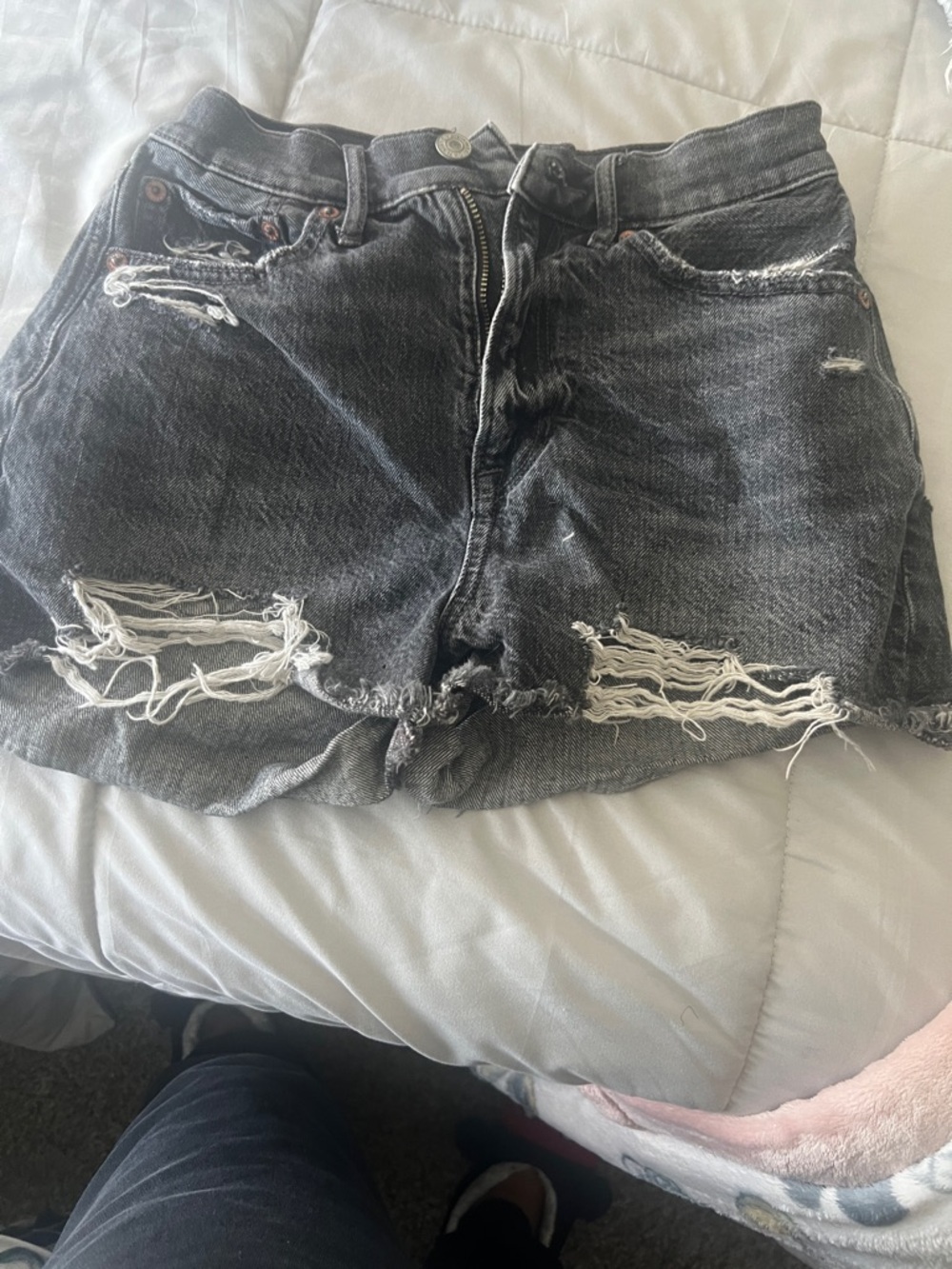 American Eagle Outfitters Distressed Black Jean Shorts
